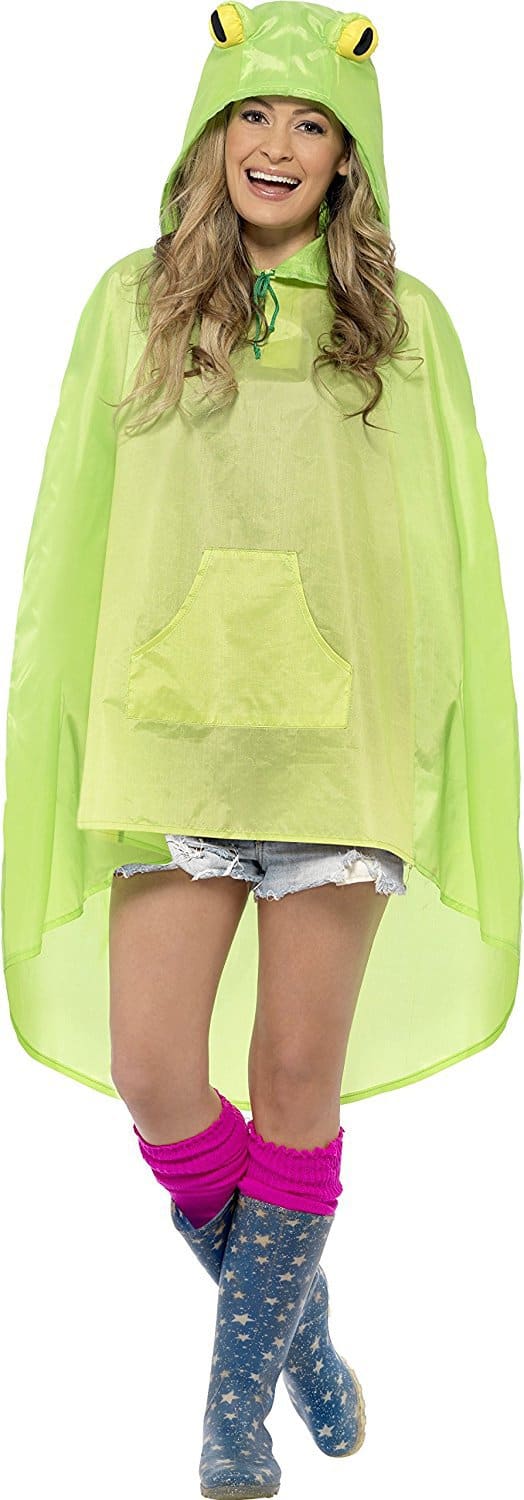 Frog Party Poncho With Drawstring Bag