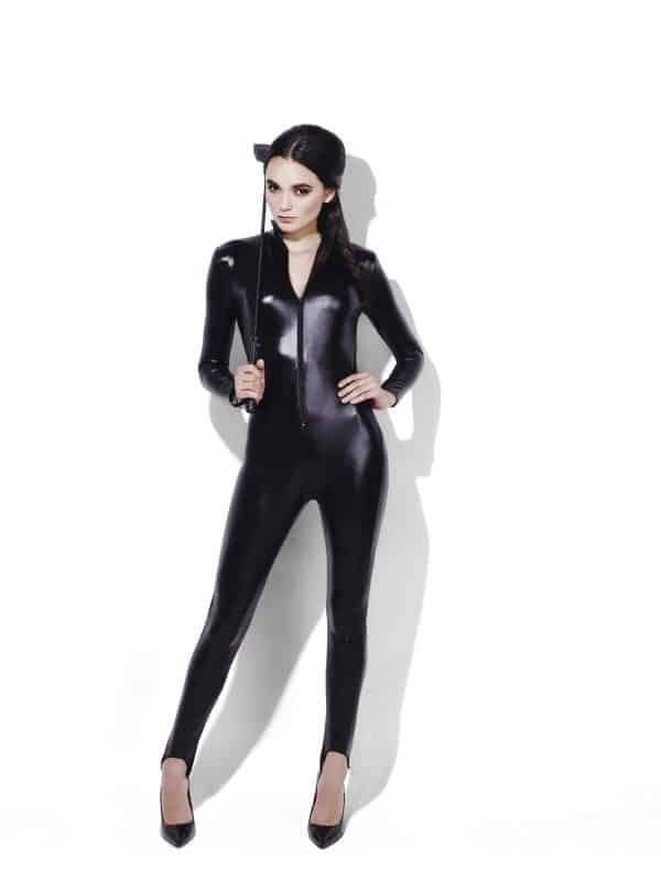 Miss Whiplash Black Costume Medium, with Zip-Up Catsuit