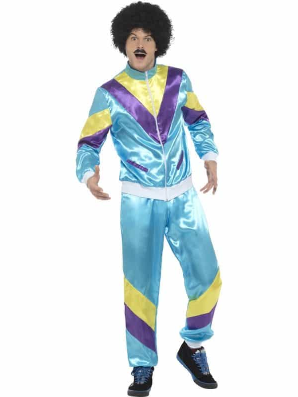 1980s Shell Suit Costume, Blue with Jacket & Trousers