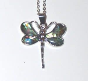 Dragonfly Necklace In Abalone Natural Shell