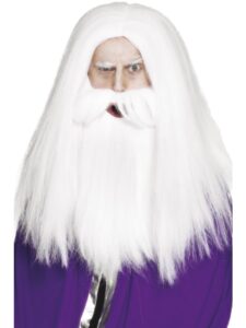 Merlin White Magician Wig And Beard Set