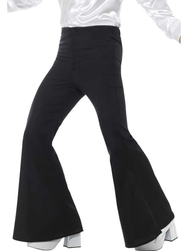 1970s Mens Flared Black Trousers