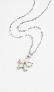 Daisy pendant Necklace with inset stone on a chain