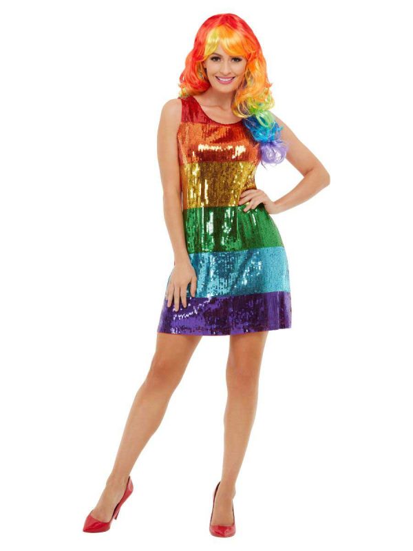 Womens Sequin Rainbow Costume