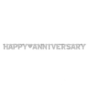 Happy Anniversary Banner Large Letter Silver