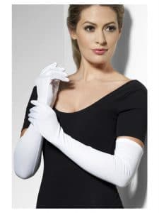 Womens Long White Elbow Length Gloves