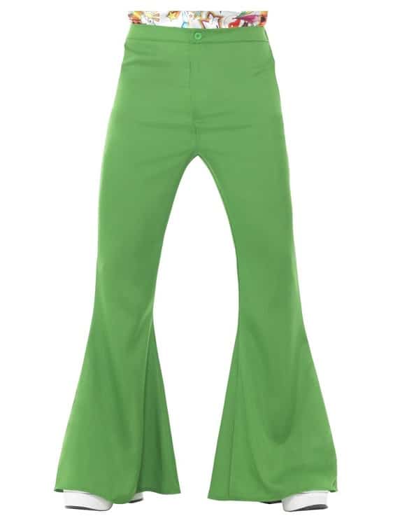 Mens Green Flared Trousers Medium